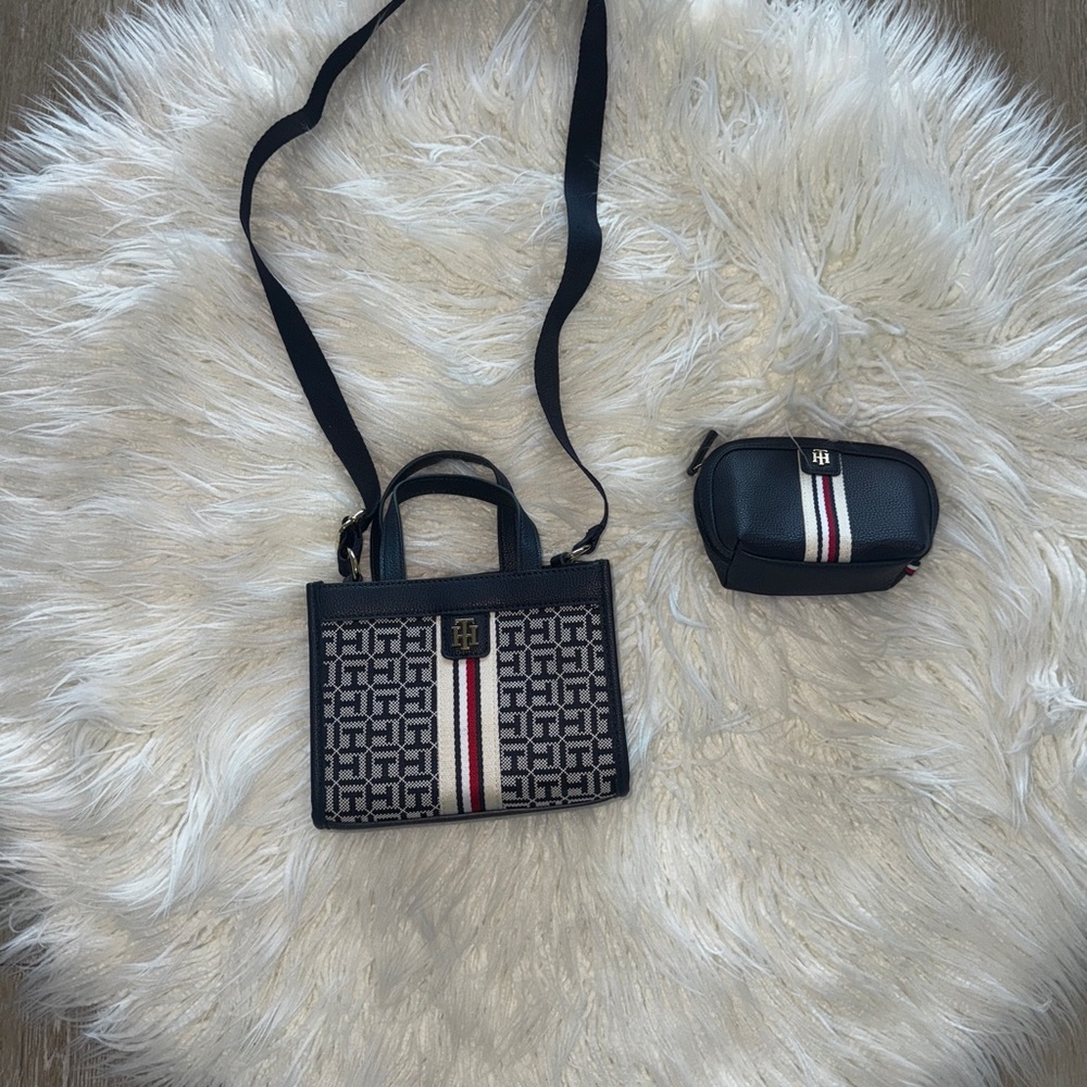 Tommy Hilfiger Black and White Crossbody Bag